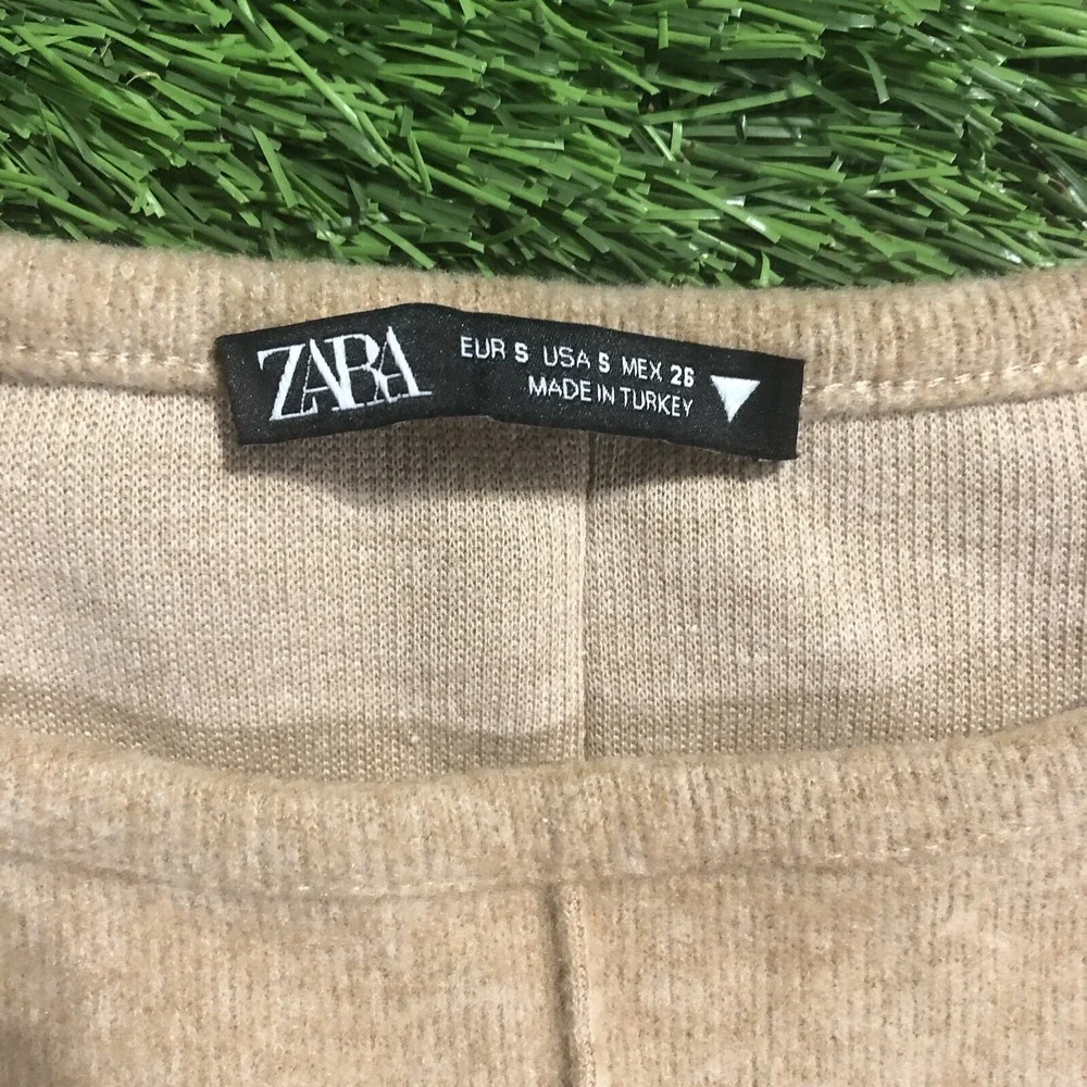 Zara Beige Brown High Neck Wool Blend Pockets‎ Sweater Dress, Size Small